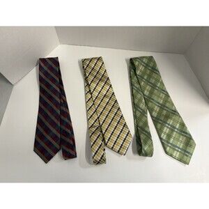 Mix Men’s Neck Tie Lot Plaid Stripes Lot of 3 Mixed Labels